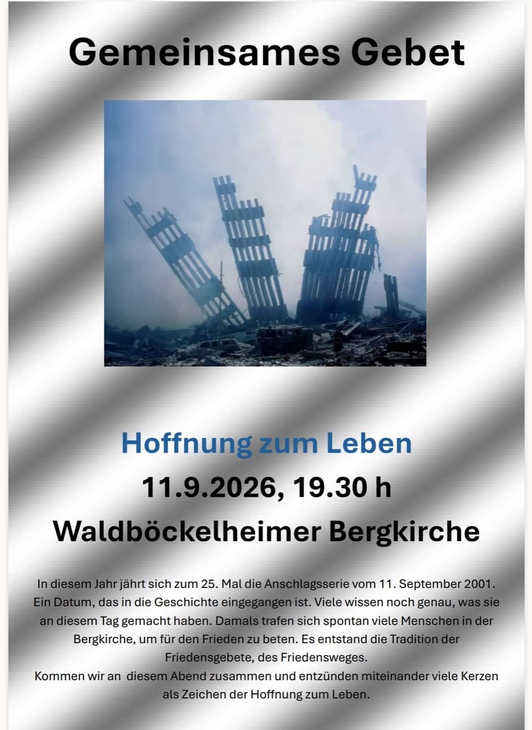 Poster Friedensgebet Hoffnung zum Leben