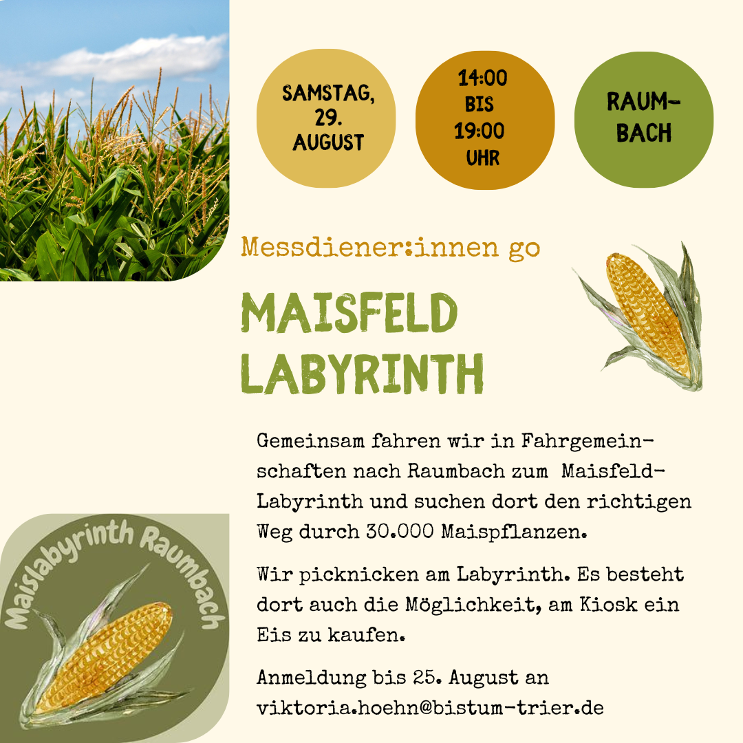 Messdiener Ausflug Mais Labyrinth