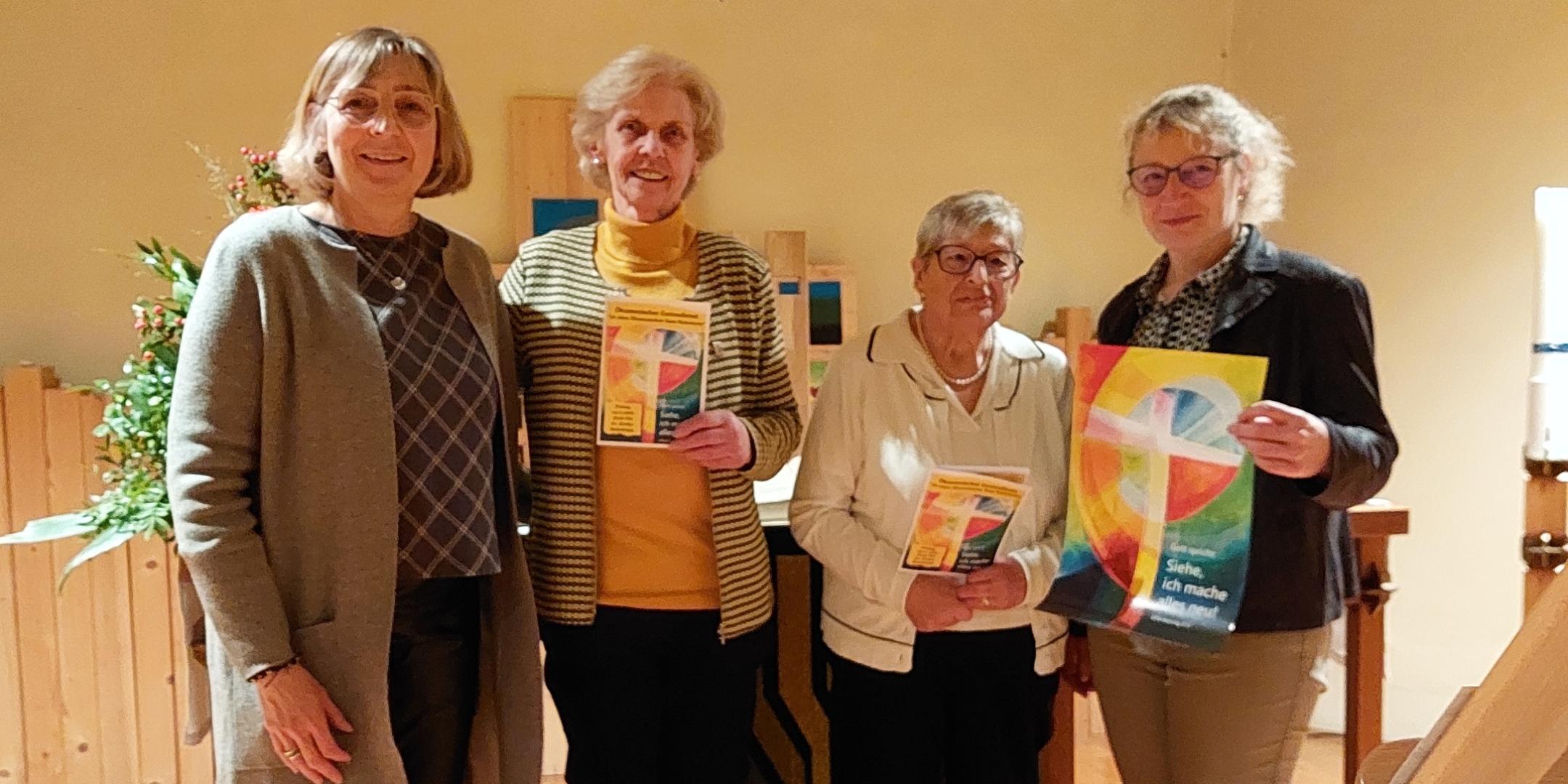 Von links Claudia Kuhn, Margot Holbach, Franziska Bergmann, Alexandra Pfeil. Es fehlen Bärbel Schmidt und Pfarrer Eckes